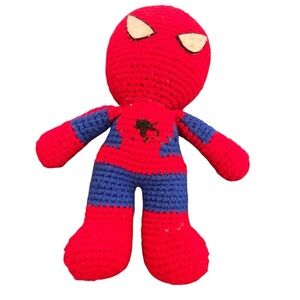 Hand Knit crochet Spider-Man doll plush 13” spiderman marvel handmade homemade